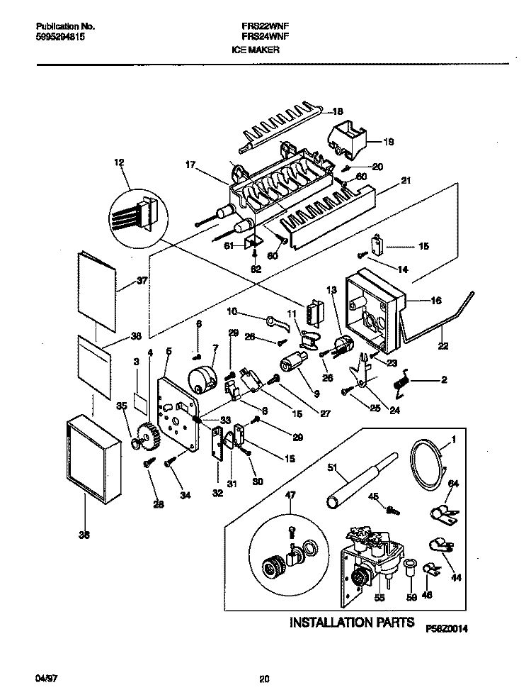 ICE MAKER Diagram and Parts List for FRS22WNFD1  Frigidaire Refrigerator