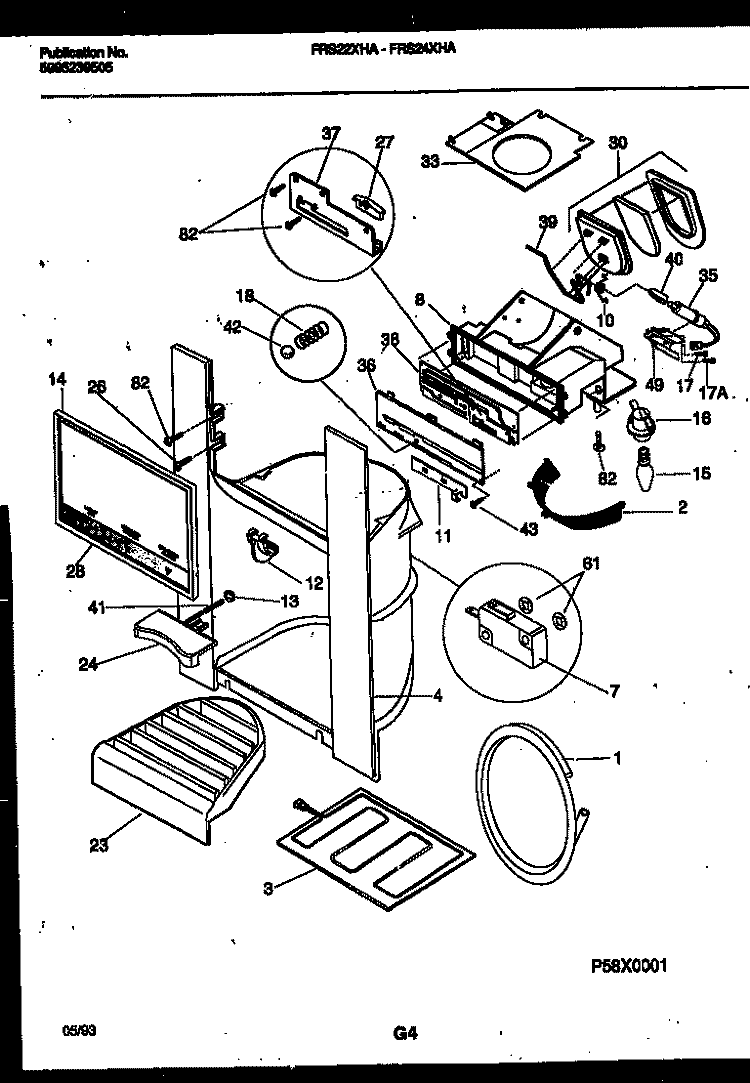 ICE DOOR, DISPENSER AND WATER TANKS Diagram and Parts List for FRS22XHAB0  Frigidaire Refrigerator