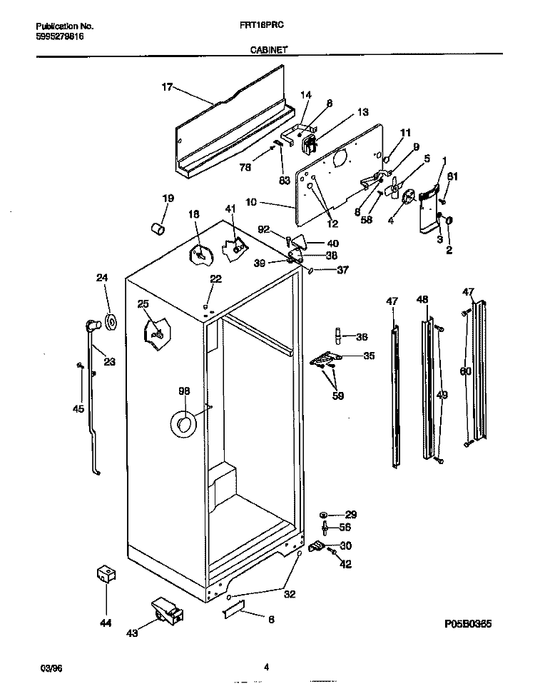 CABINET Diagram and Parts List for FRT18PRCD3  Frigidaire Refrigerator