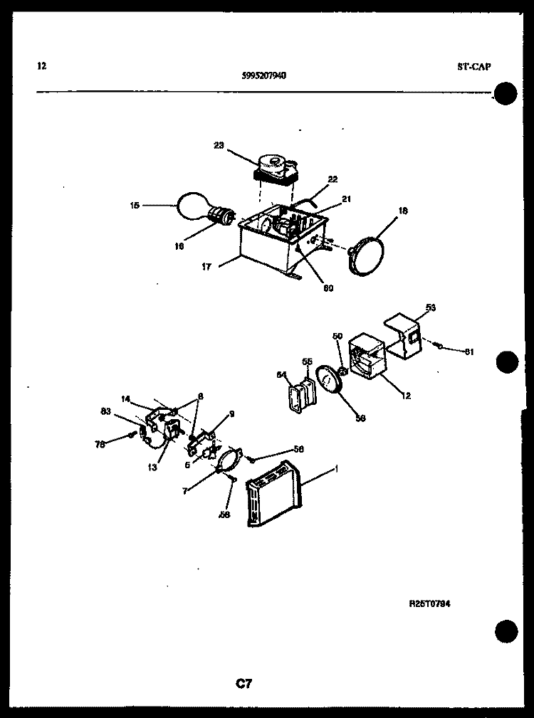 REFRIGERATOR CONTROL ASSEMBLY, DAMP Diagram and Parts List for FSK190JN0W  Kelvinator Refrigerator