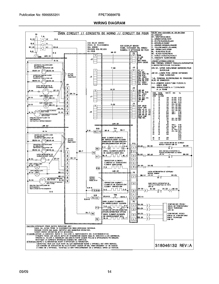 WIRING DIAGRAM Diagram and Parts List for FPET3085KFB  Frigidaire Wall Oven
