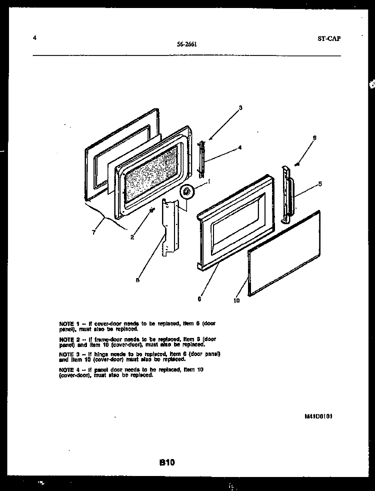 DOOR PARTS Diagram and Parts List for 56-2661-10-03  Tappan Microwave