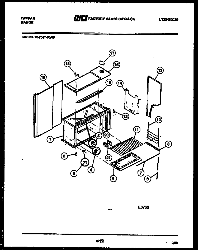 UPPER BODY PARTS Diagram and Parts List for 72-2547-00-08  Tappan Range