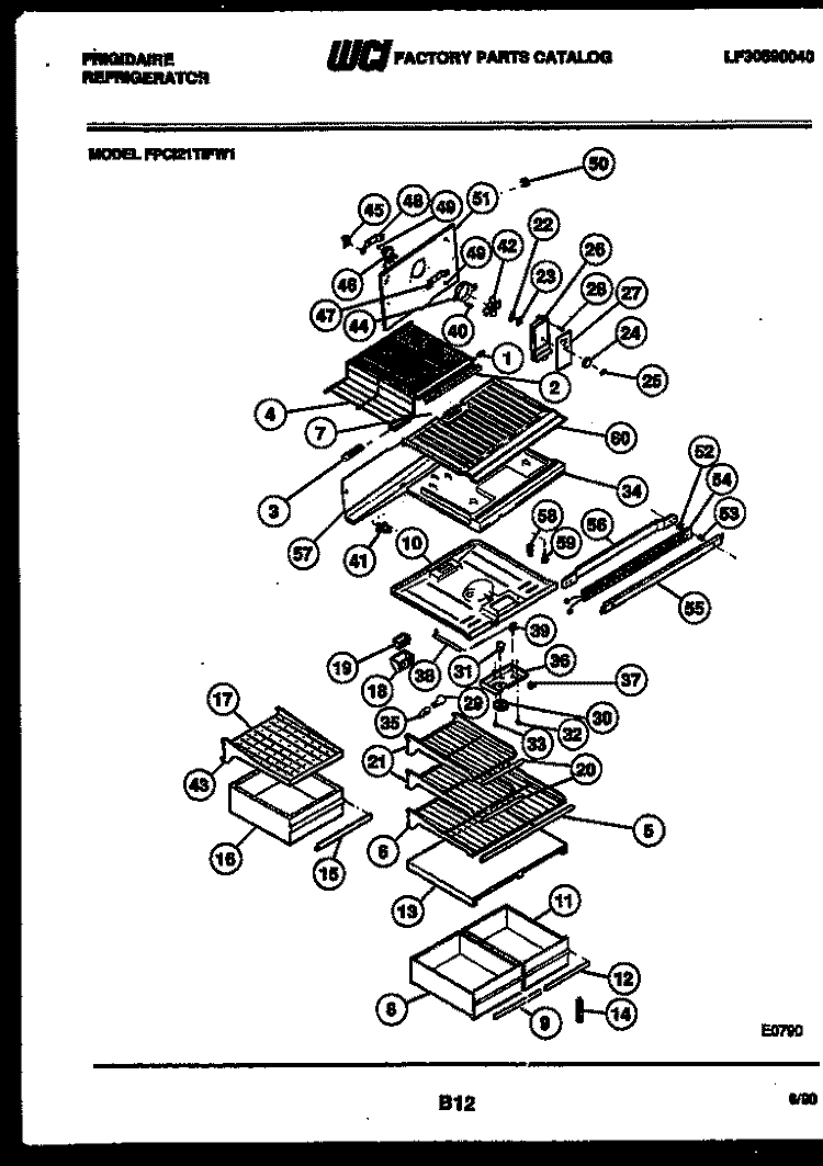SHELVES AND SUPPORTS Diagram and Parts List for FPCI21TIFA1  Frigidaire Refrigerator
