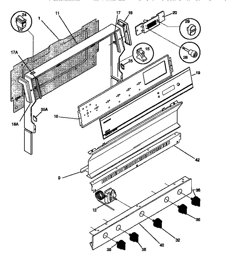 BACKGUARD Diagram and Parts List for 30-2242-00-04  Tappan Range