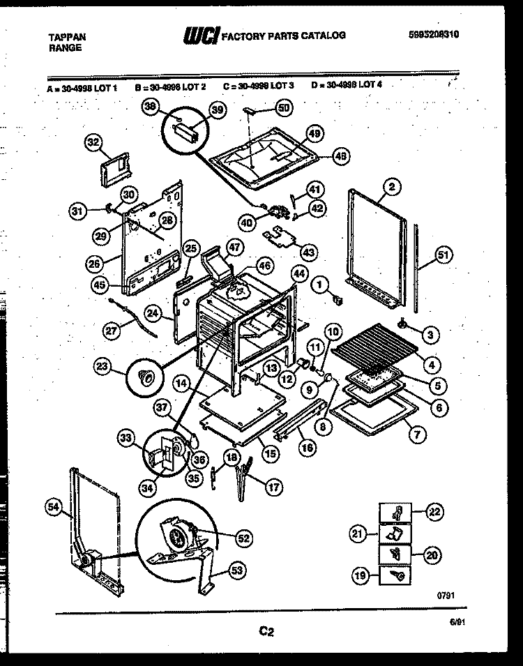 BODY PARTS Diagram and Parts List for 30-4998-23-02  Tappan Range