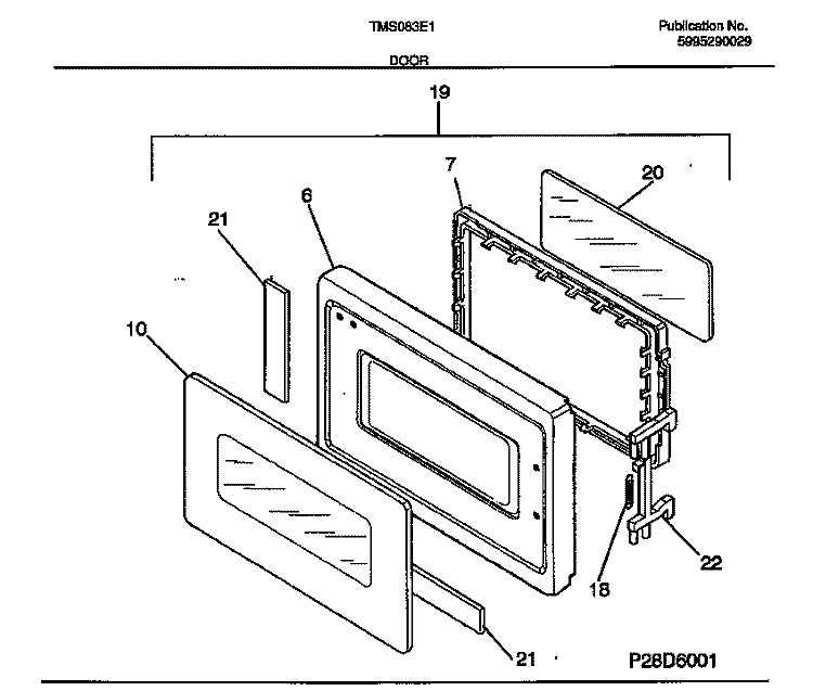 DOOR Diagram and Parts List for TMS083E1W0  Tappan Microwave