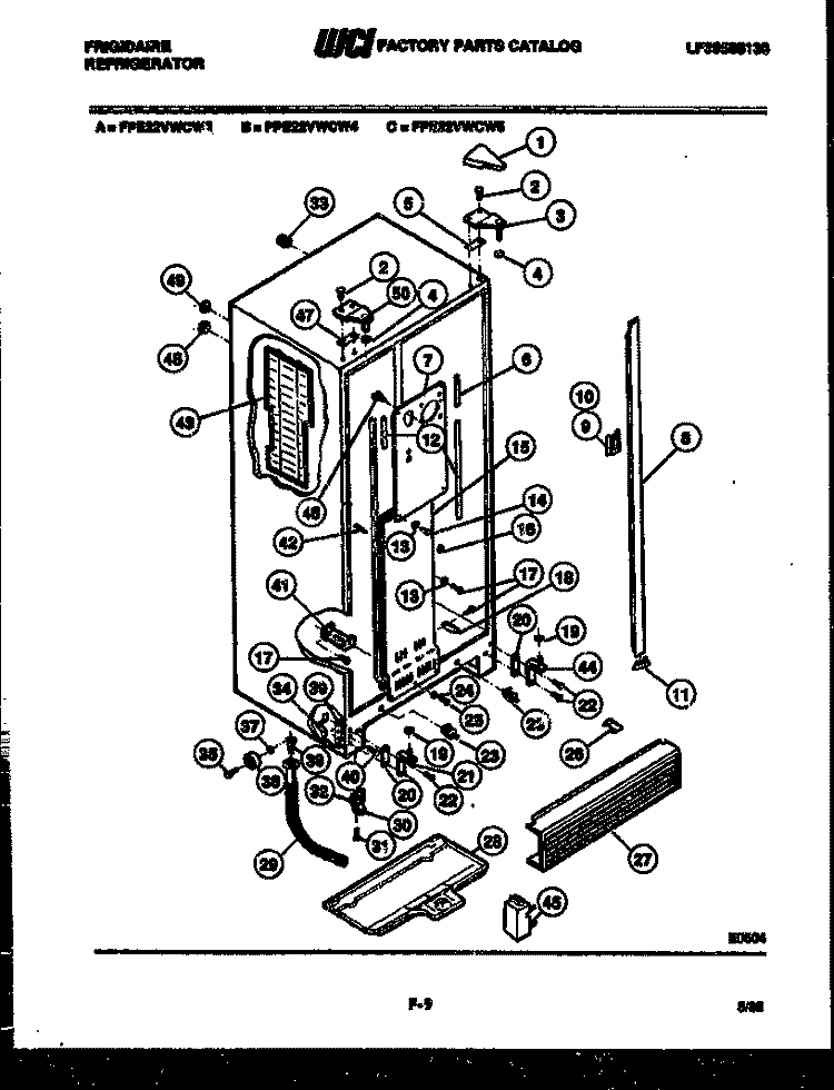 CABINET PARTS Diagram and Parts List for FPE22VWCH3  Frigidaire Refrigerator