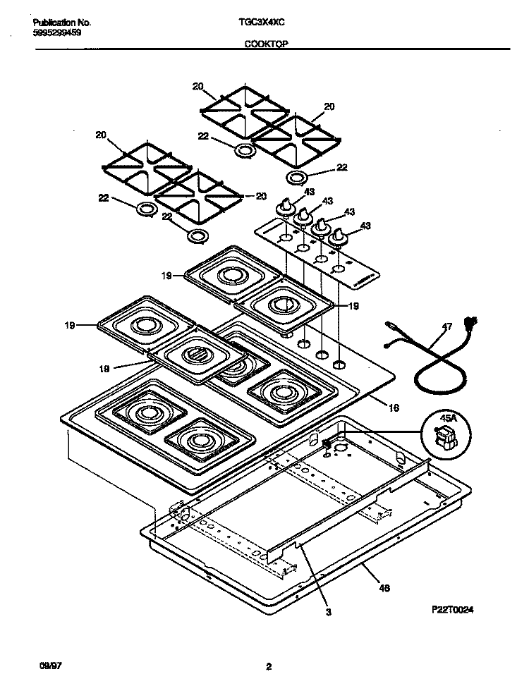 COOKTOP Diagram and Parts List for TGC3X4XCC2  Tappan Cooktop