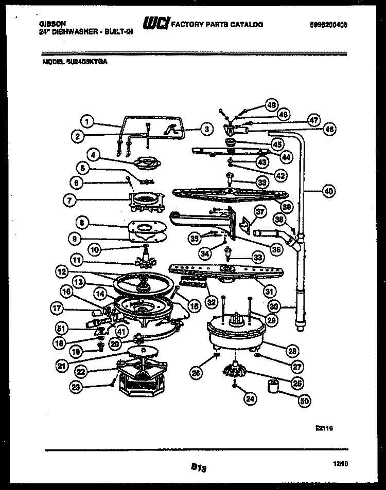 MOTOR PUMP PARTS Diagram and Parts List for SU24D5KYGA  Gibson Dishwasher