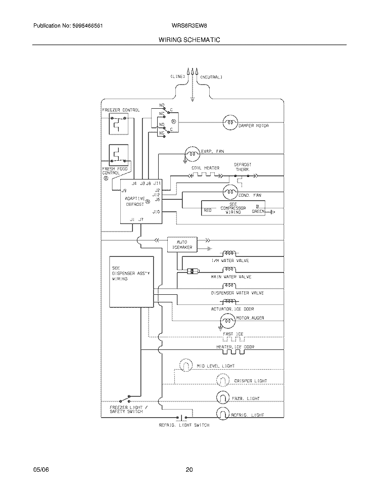 WIRING SCHEMATIC Diagram and Parts List for WRS6R3EW8  Westinghouse Refrigerator