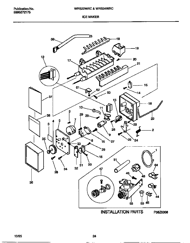 ICE MAKER Diagram and Parts List for WRS22WRCW1  Frigidaire Refrigerator