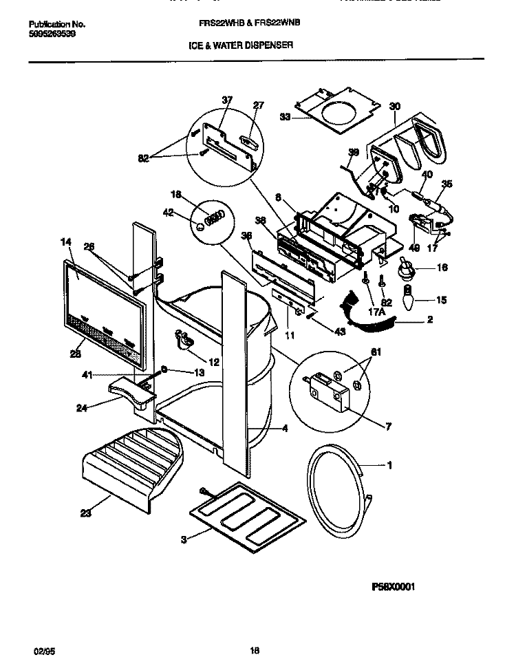 ICE & WATER DISPENSER Diagram and Parts List for FRS22WNBD1  Frigidaire Refrigerator