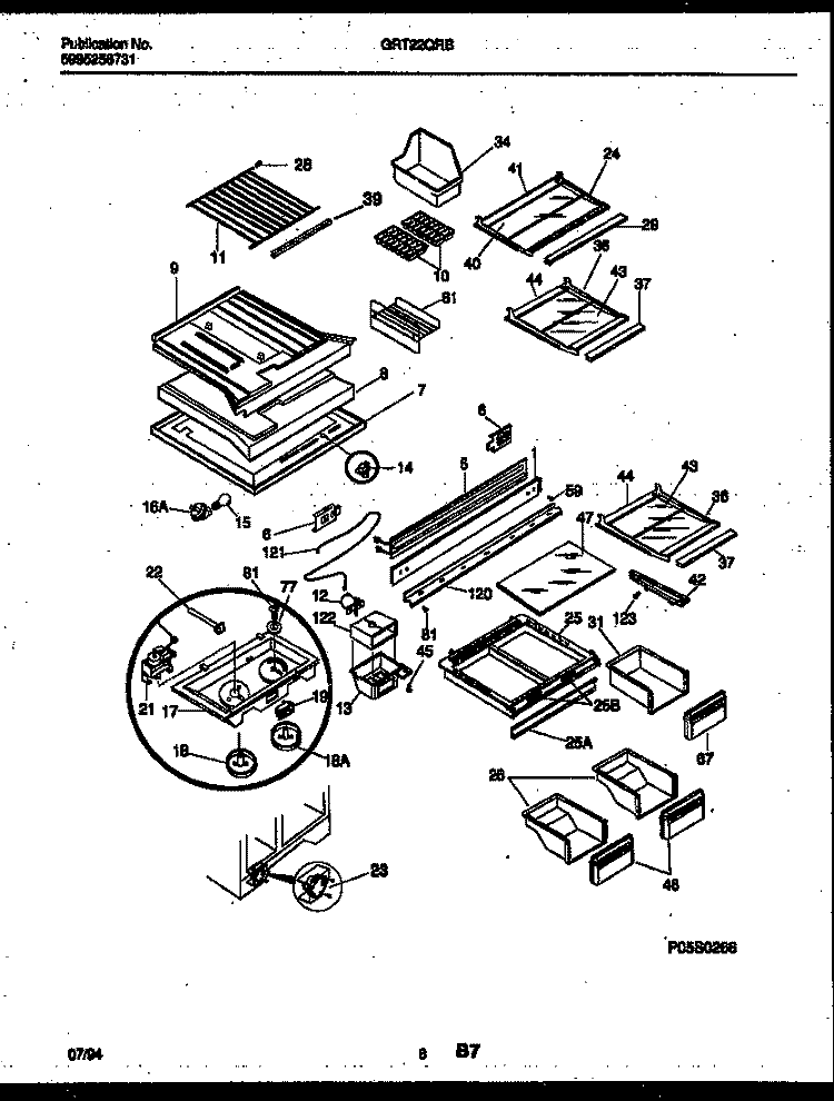 SHELVES AND SUPPORTS Diagram and Parts List for GRT22QRBW1  Gibson Refrigerator