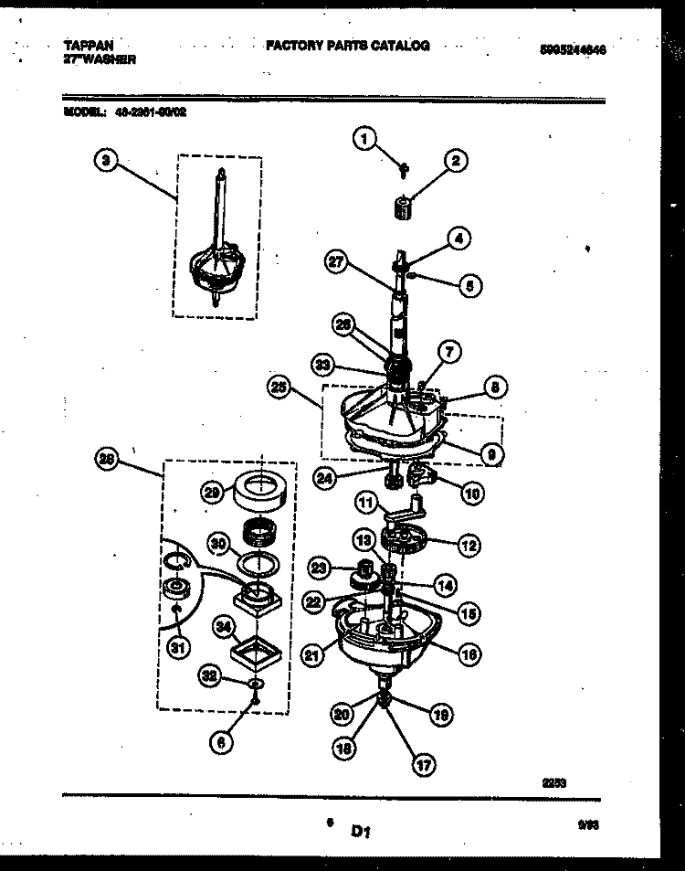 TRANSMISSION PARTS Diagram and Parts List for 46-2351-23-02  Tappan Washer