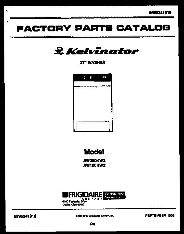 CABINET PARTS Diagram and Parts List for AW100KW2  Kelvinator Washer