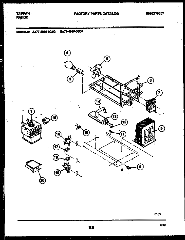POWER CONTROL Diagram and Parts List for 77-4950-00-03  Tappan Range