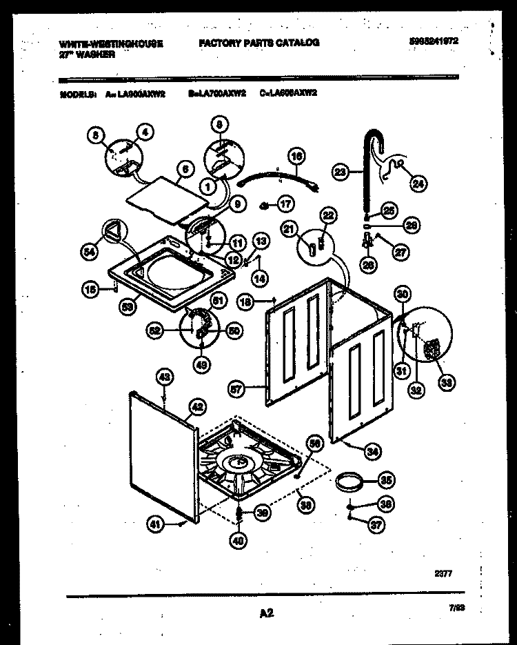 CABINET PARTS Diagram and Parts List for LA700AXW2  Frigidaire Washer