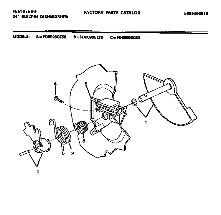 DETERGENT CUP DISPENSER Diagram and Parts List for FDB898GCB0  Frigidaire Dishwasher
