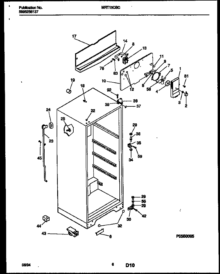 CABINET PARTS Diagram and Parts List for MRT15CBCZ0  Frigidaire Refrigerator