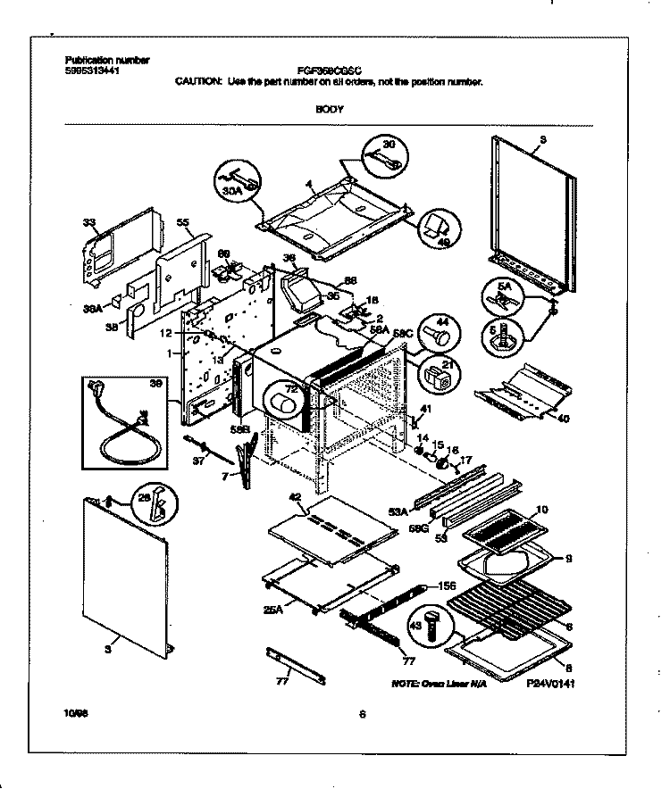 BODY Diagram and Parts List for FGF358CGSC  Frigidaire Range