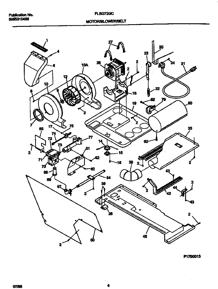 DRYER MTR Diagram and Parts List for FLSG72GCS8  Frigidaire Washer Dryer Combo