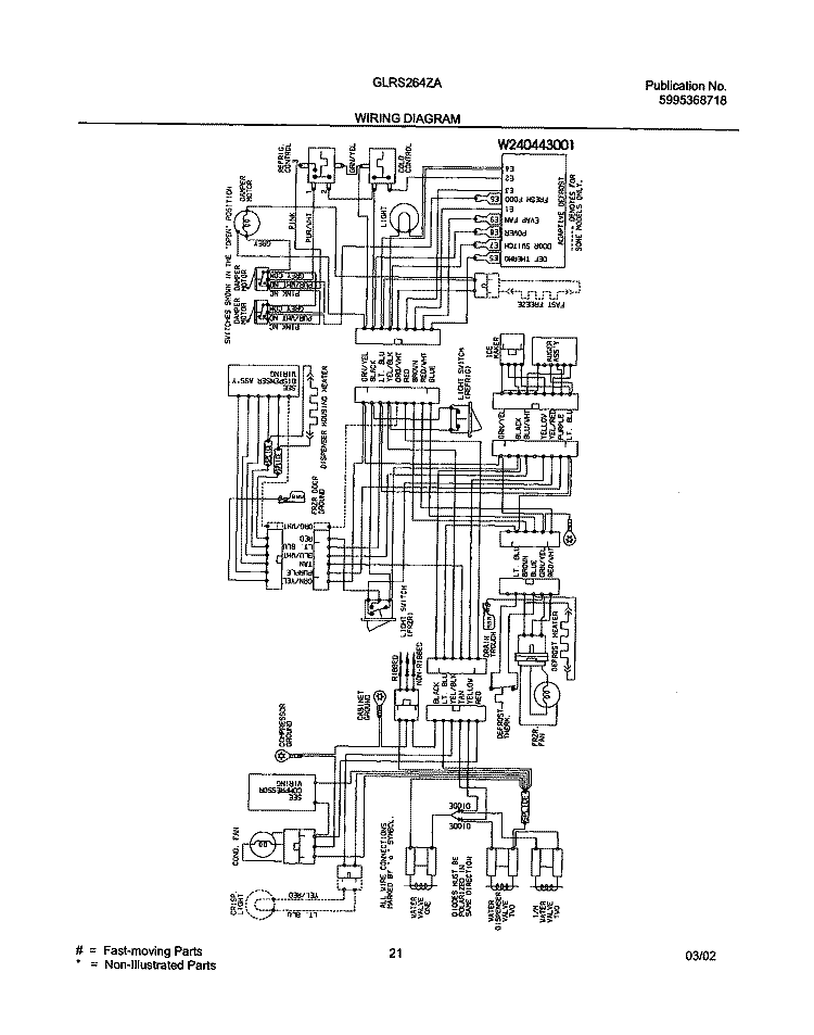 WIRING DIAGRAM Diagram and Parts List for GLRS264ZAW3  Frigidaire Refrigerator