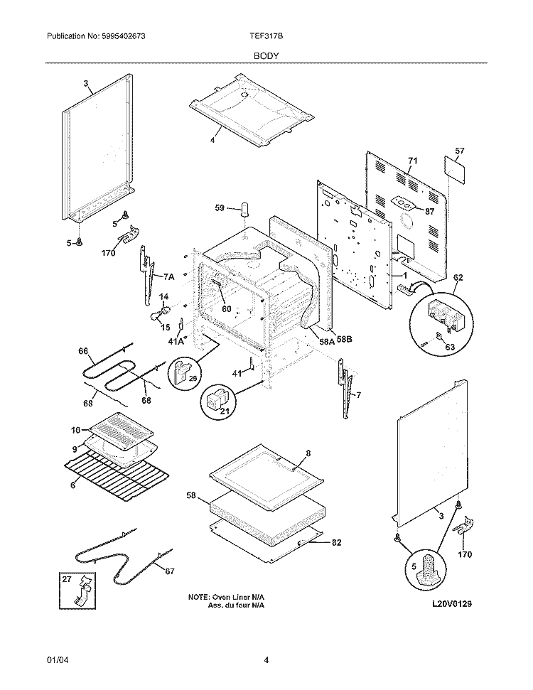 BODY Diagram and Parts List for TEF317BUC  Tappan Range