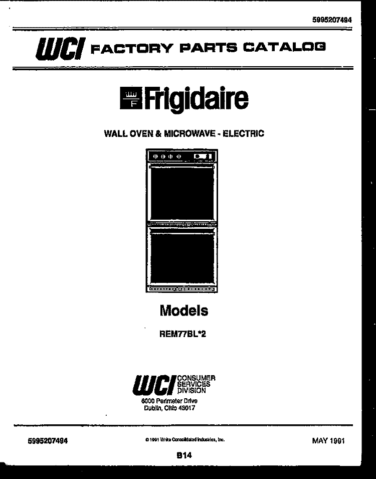 COVER Diagram and Parts List for REM77BL2  Frigidaire Microwave Oven Combo