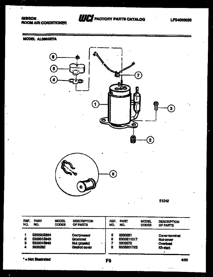 COMPRESSOR PARTS Diagram and Parts List for AL08B6EYA  Gibson Air Conditioner