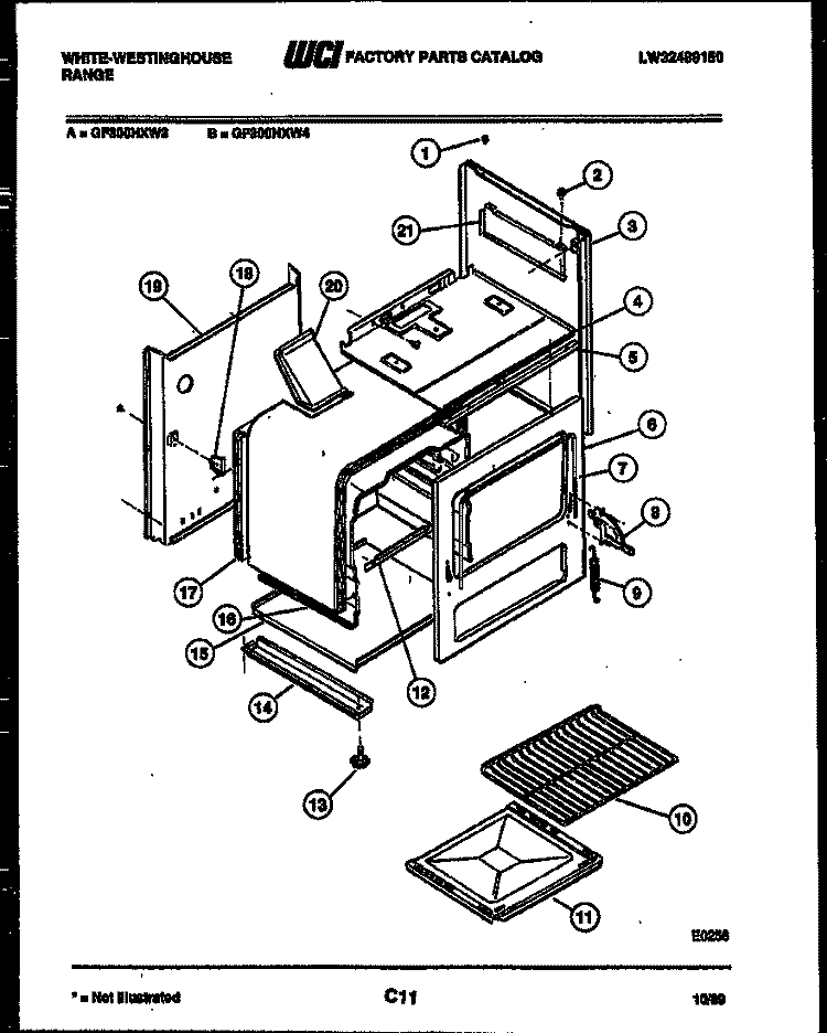 BODY PARTS Diagram and Parts List for GF300HXW3  Frigidaire Range