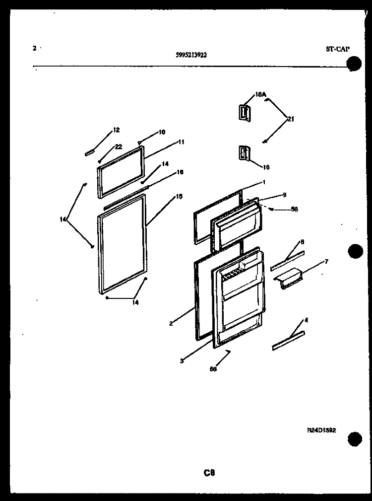 DOOR PARTS Diagram and Parts List for TSK150HN0D  Kelvinator Refrigerator