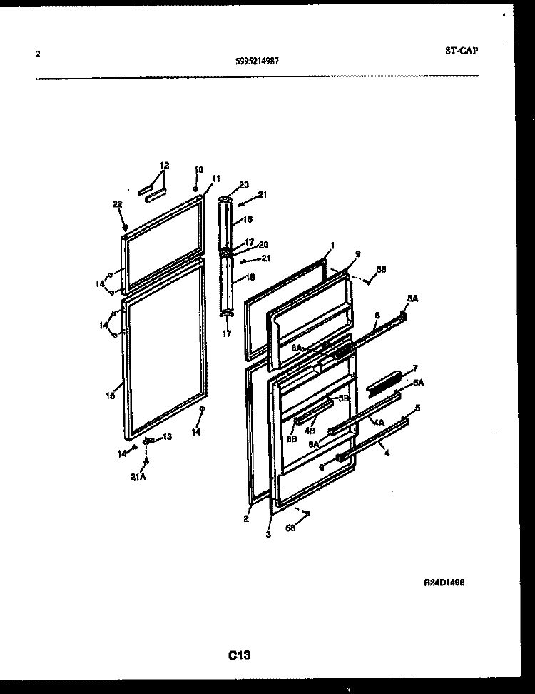 DOOR PARTS Diagram and Parts List for ATN130WK2  Frigidaire Refrigerator