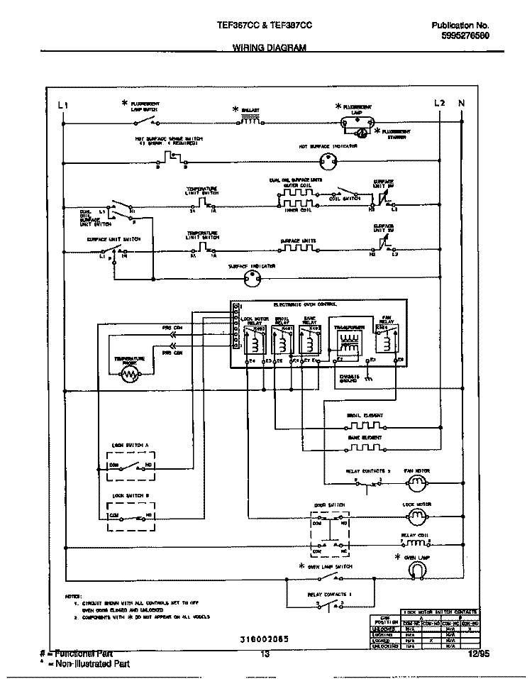 WIRING DIAGRAM Diagram and Parts List for TEF387CCTB  Tappan Range