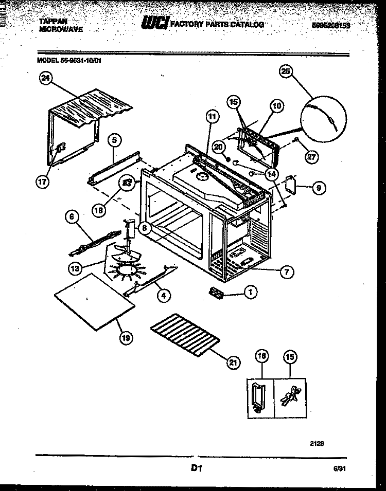 WRAPPER AND BODY PARTS Diagram and Parts List for 56-9631-10-01  Tappan Microwave