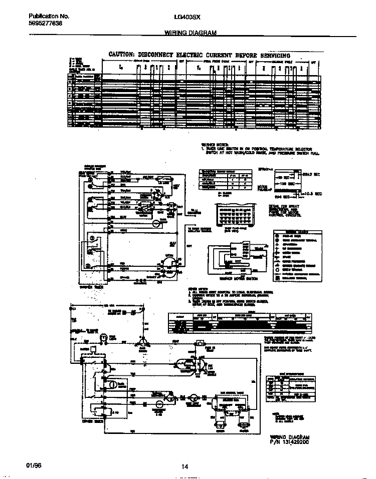 WIRING DIAGRAM Diagram and Parts List for LG400SXW3  Frigidaire Washer Dryer Combo
