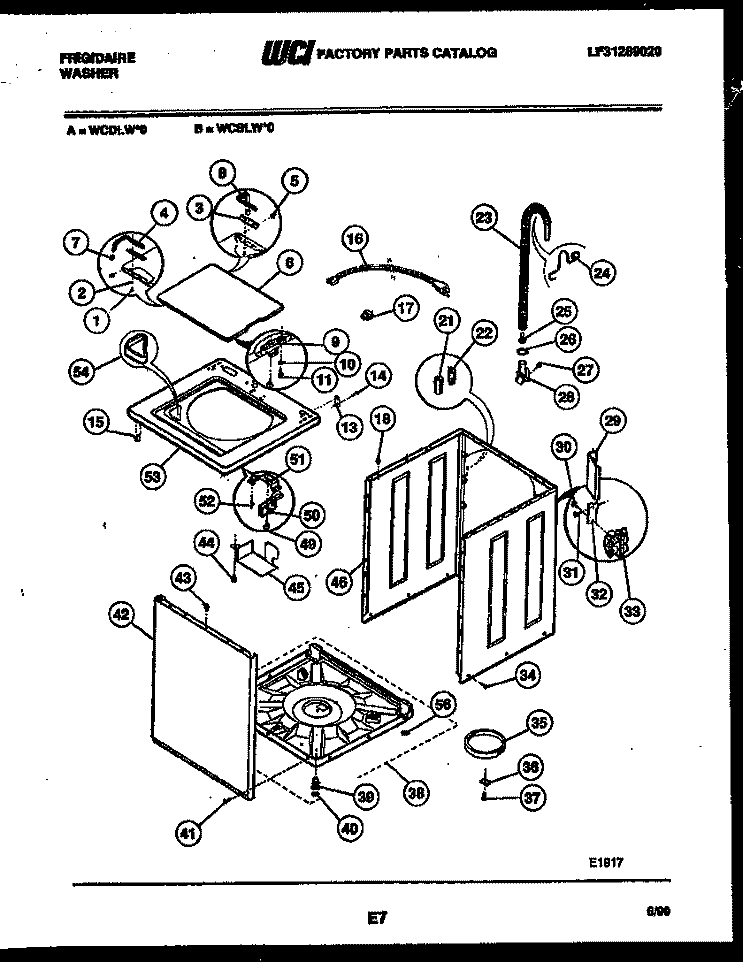 CABINET PARTS Diagram and Parts List for WCDLW0  Frigidaire Washer