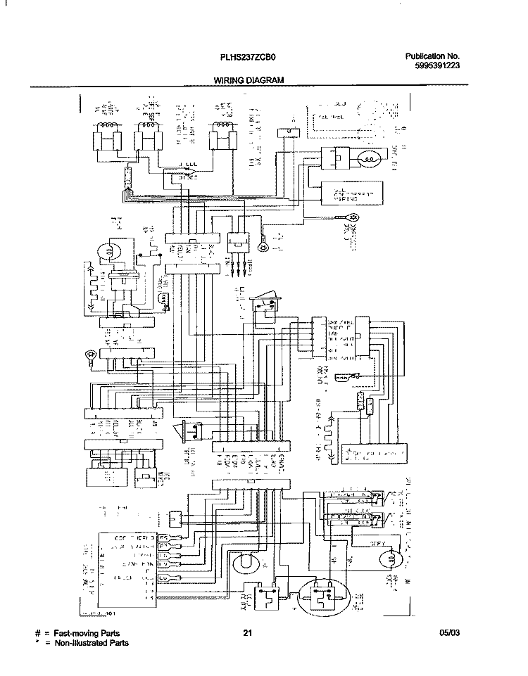 WIRING DIAGRAM Diagram and Parts List for PLHS237ZCB0  Frigidaire Refrigerator