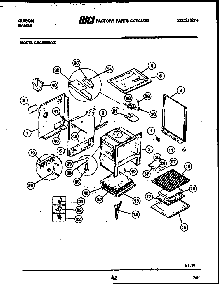 BACKGUARD Diagram and Parts List for CEC3S5WXC  Gibson Range