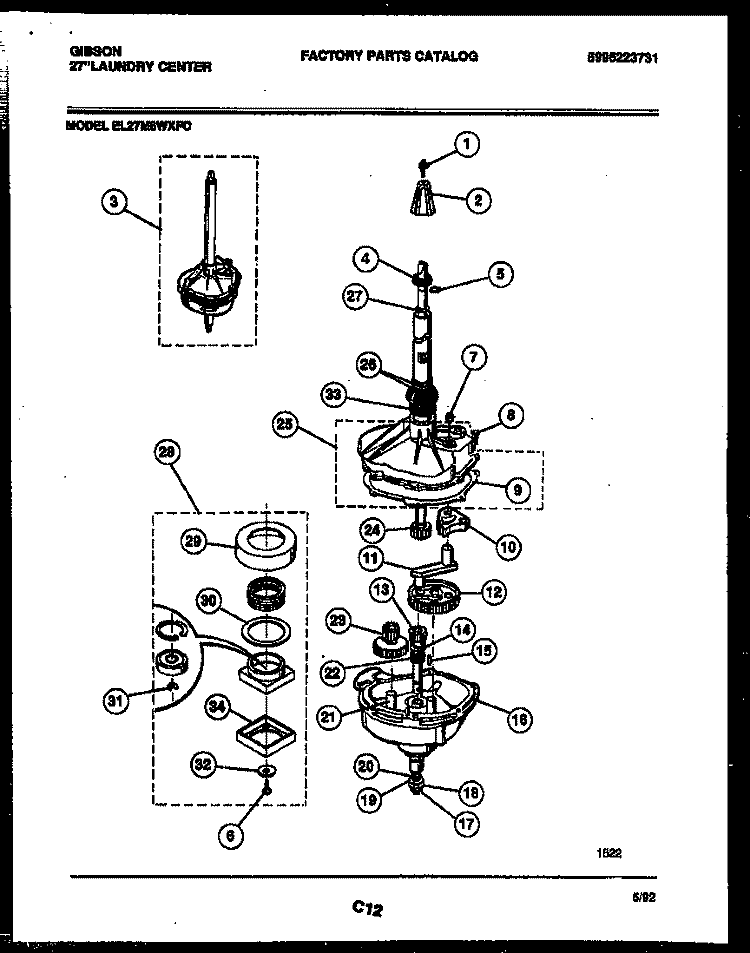 TRANSMISSION PARTS Diagram and Parts List for EL27M6WXFC  Gibson Washer Dryer Combo