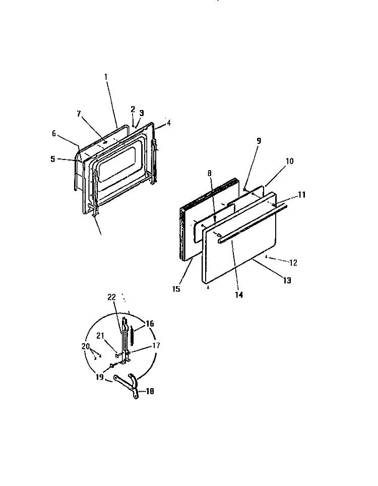 DOOR Diagram and Parts List for KF300GDD2  Frigidaire Range