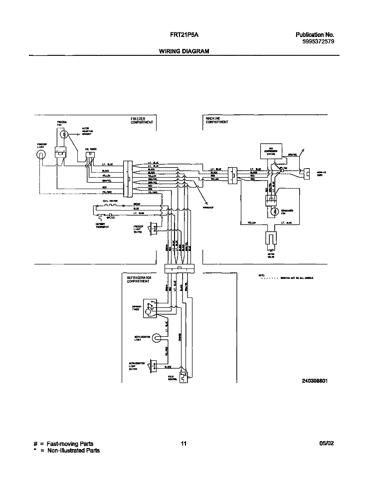 WIRING DIAGRAM Diagram and Parts List for FRT21P5AB6  Frigidaire Refrigerator