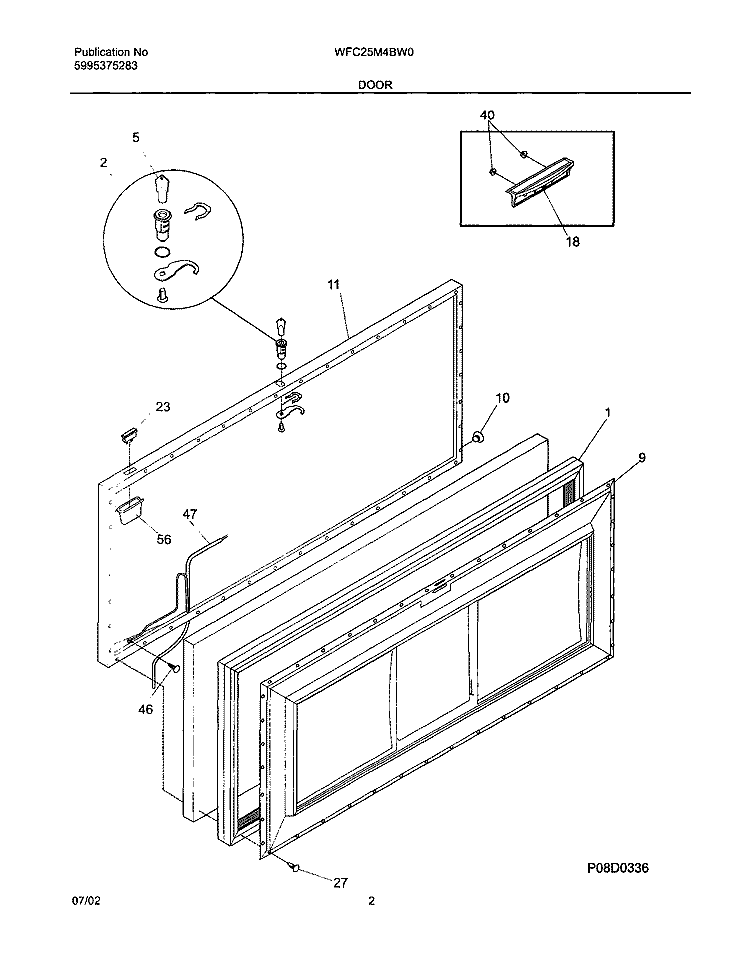 DOOR Diagram and Parts List for WFC25M4BW0  Westinghouse Freezer