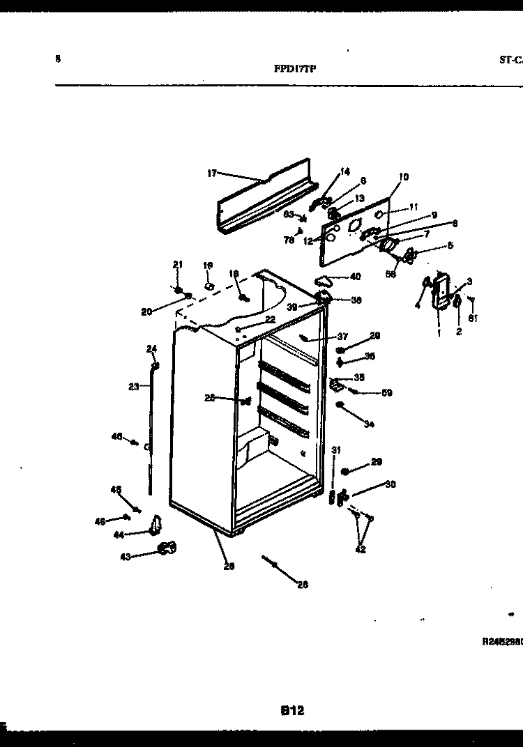 CABINET PARTS Diagram and Parts List for FPD17TLPW2  Frigidaire Refrigerator