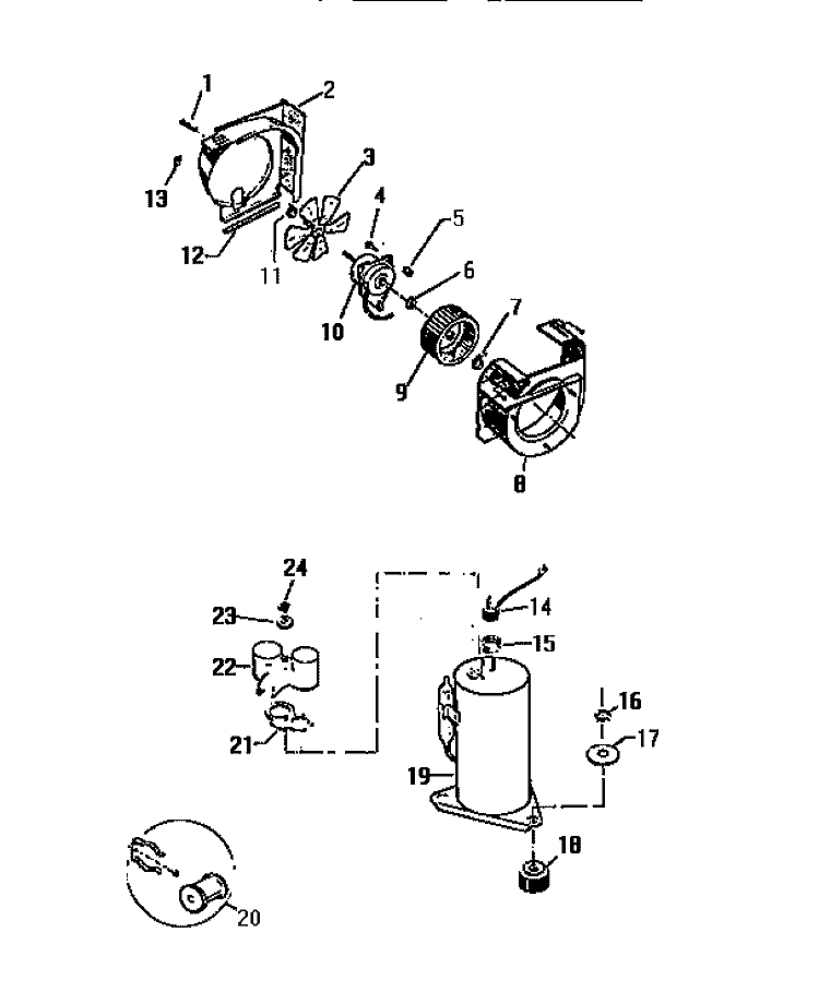 COMPRESSOR & COMPONENTS Diagram and Parts List for AH064J7T1  Frigidaire Air Conditioner