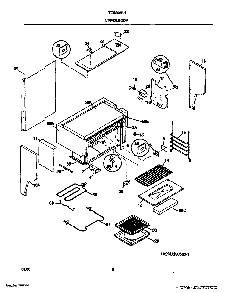 UPPER BODY Diagram and Parts List for TEO356BHD1  Tappan Range