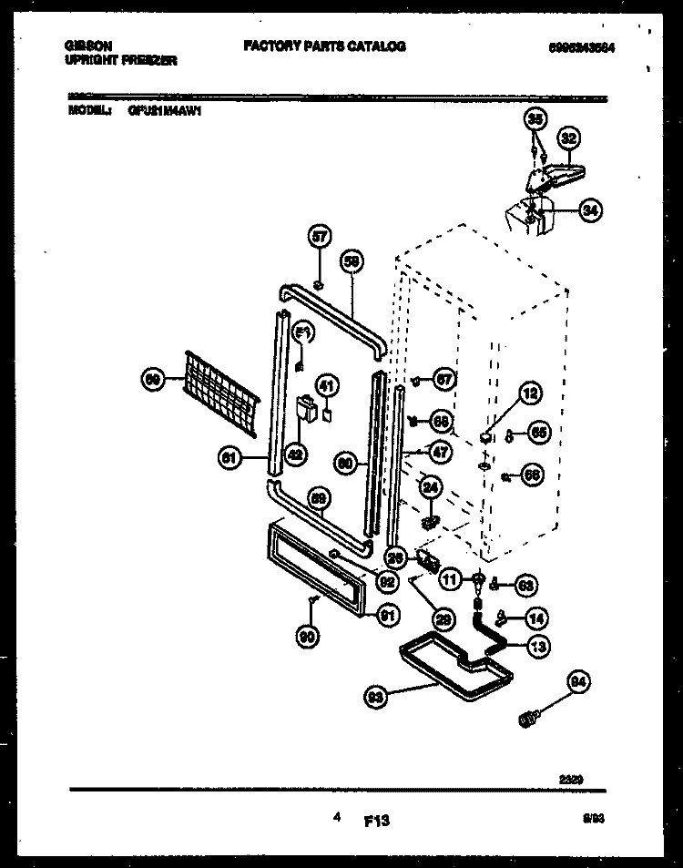 CABINET PARTS Diagram and Parts List for GFU21M4AW1  Gibson Freezer