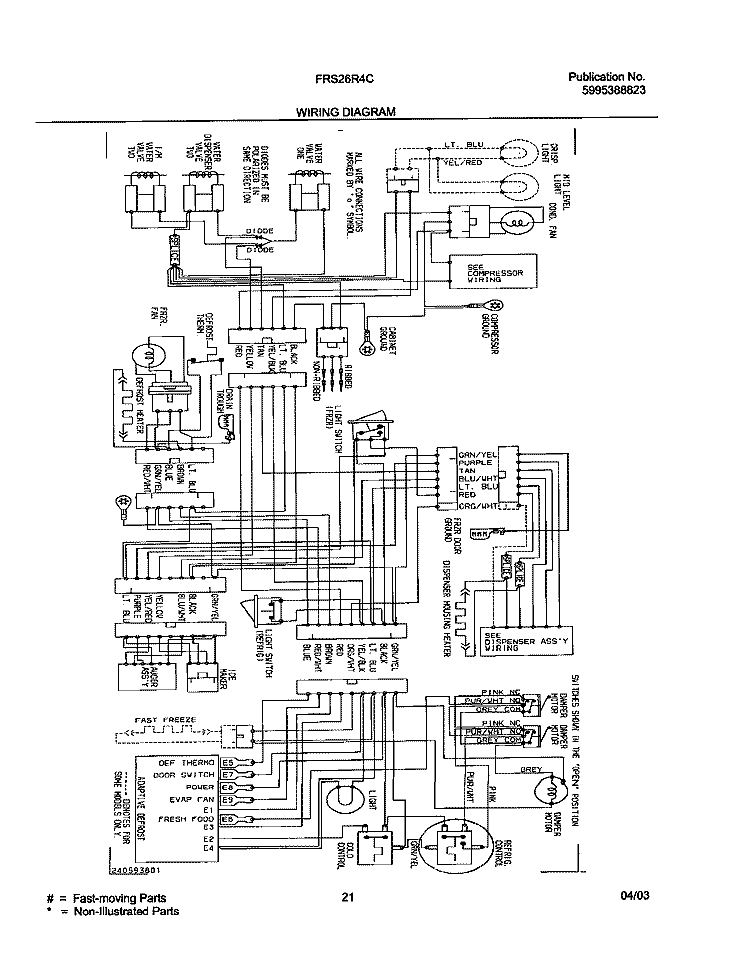 WIRING DIAGRAM Diagram and Parts List for FRS26R4CB0  Frigidaire Refrigerator