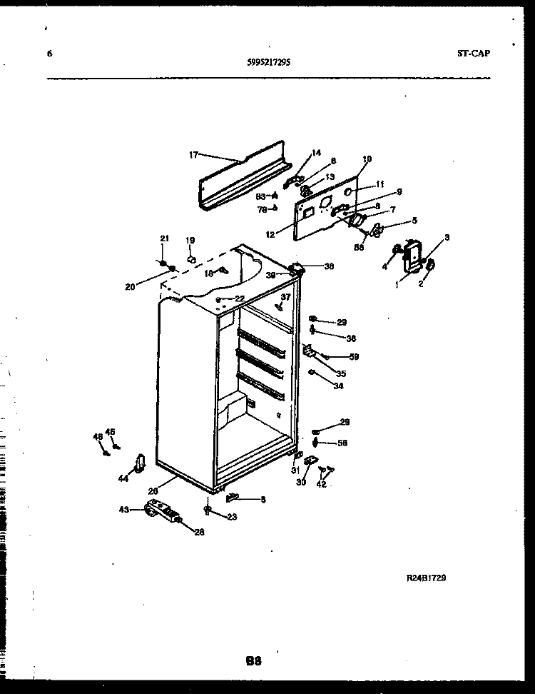 CABINET PARTS Diagram and Parts List for GTL142BK1  Frigidaire Refrigerator