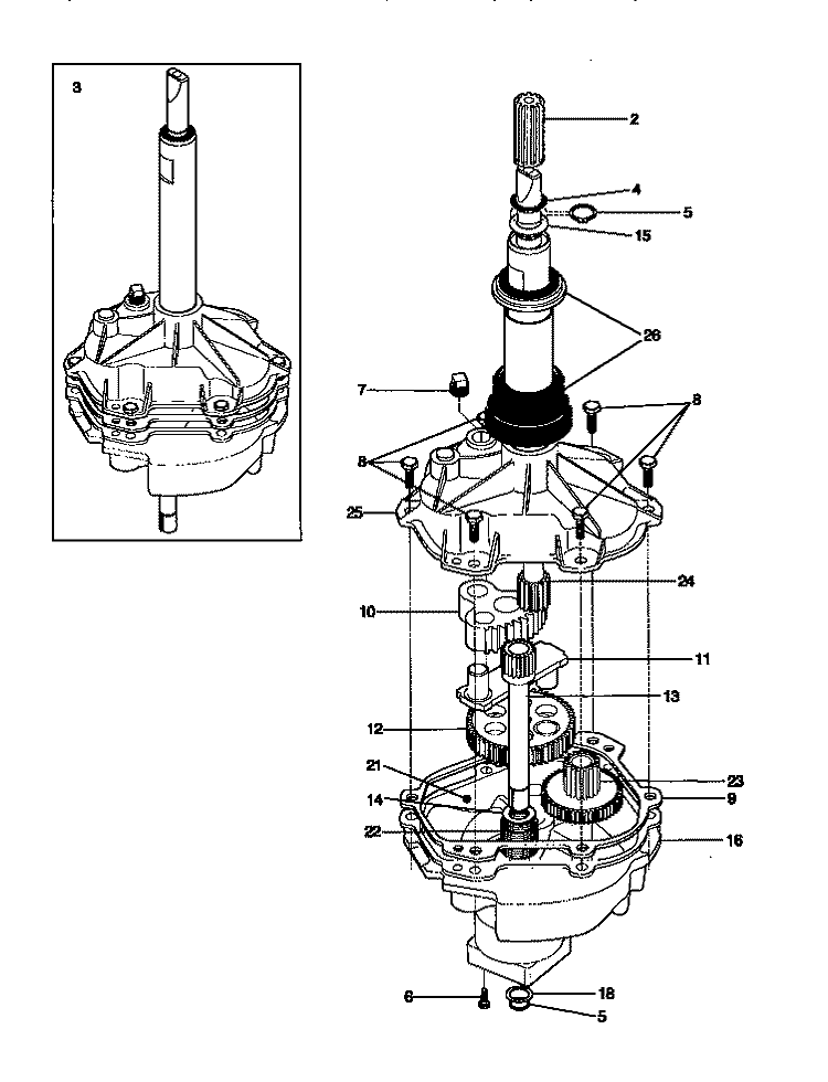 TRANSMISSION Diagram and Parts List for FWS845GCS1  Frigidaire Washer